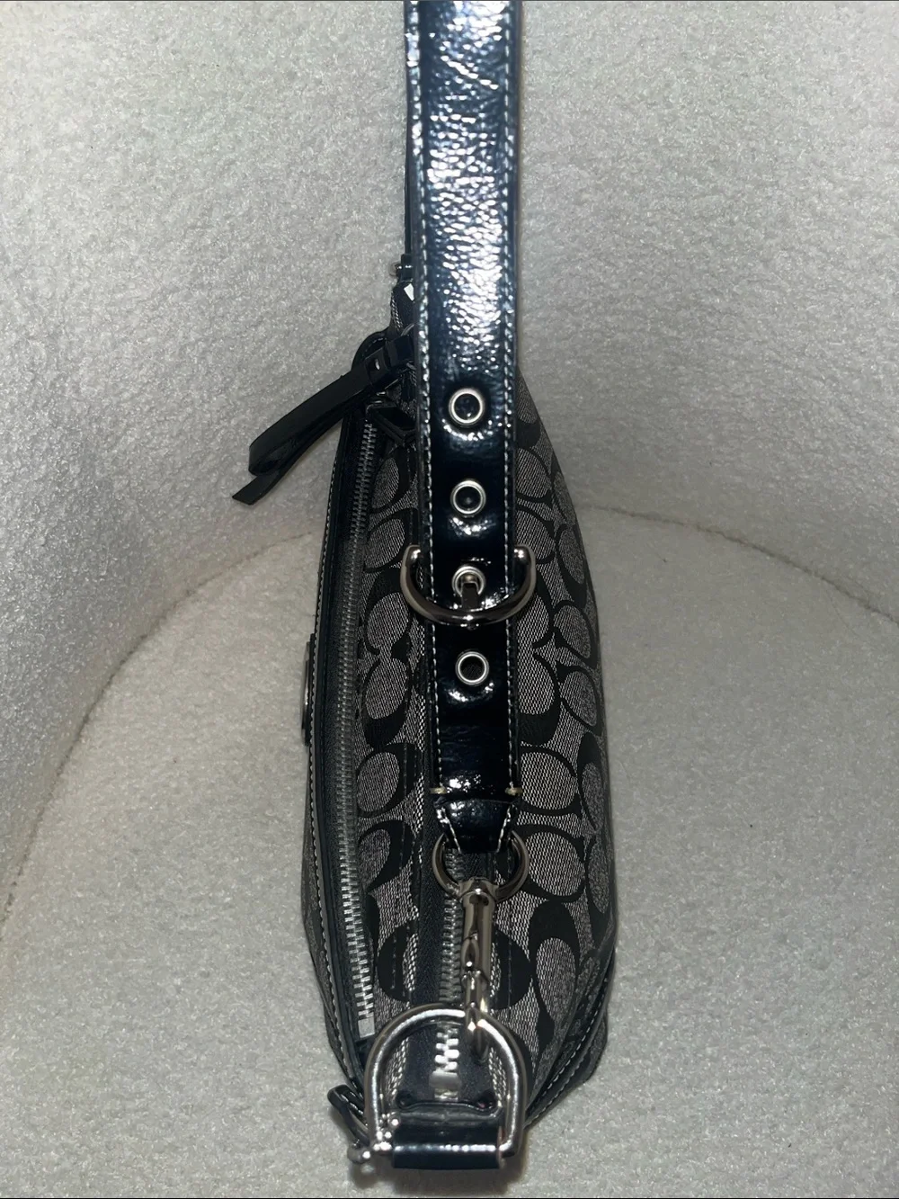 Coach Black and Gray Signature Shoulder Bag
